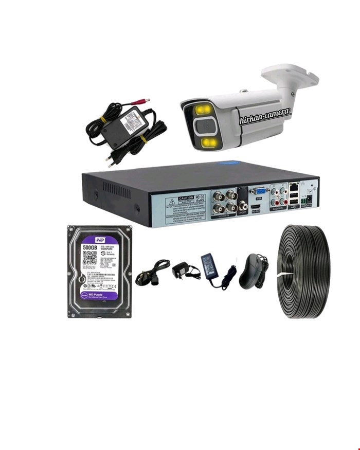 پکیج کامل تک دوربین دید در شب رنگی بدنه فلز ضدآب 